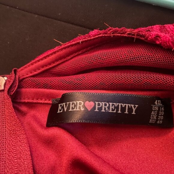 Ever Pretty Burgundy Lace Evening Gown – Size 4XL (US 16) – Worn Once! - Picture 2 of 4